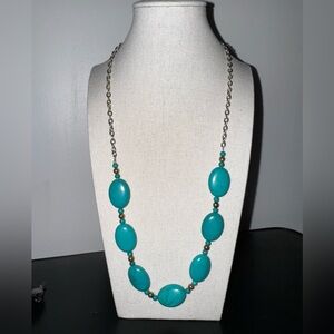 Turquoise Howlite Necklace Sterling Silver Beads Stainless Steel Chain